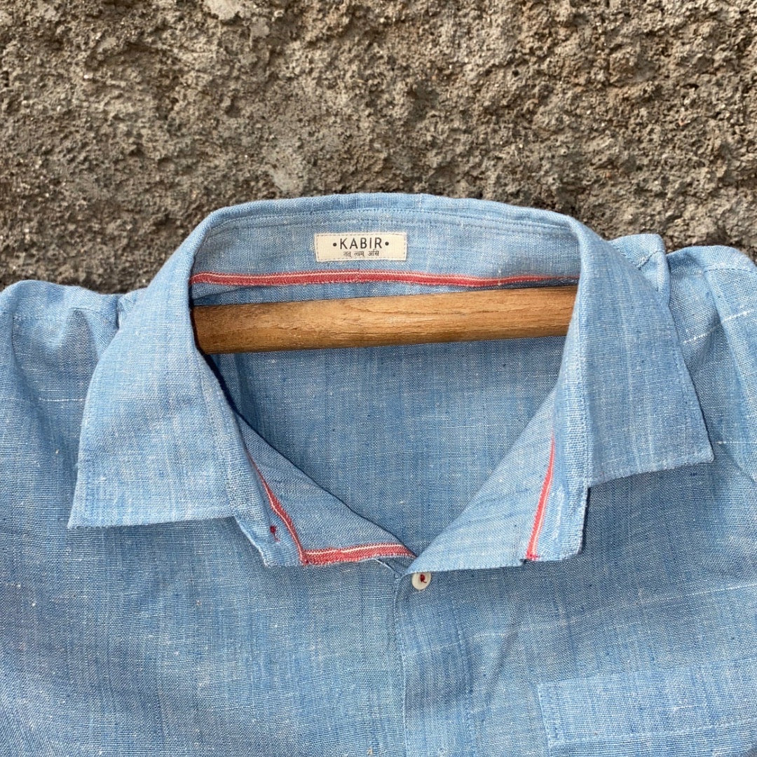 Sehaj / Saadgi - Half Sleeve Blue Khadi Shirt