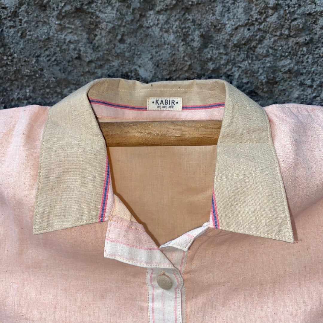 Aboli / Saadgi - Short Sleeve Frilly Salmon Pink Dress