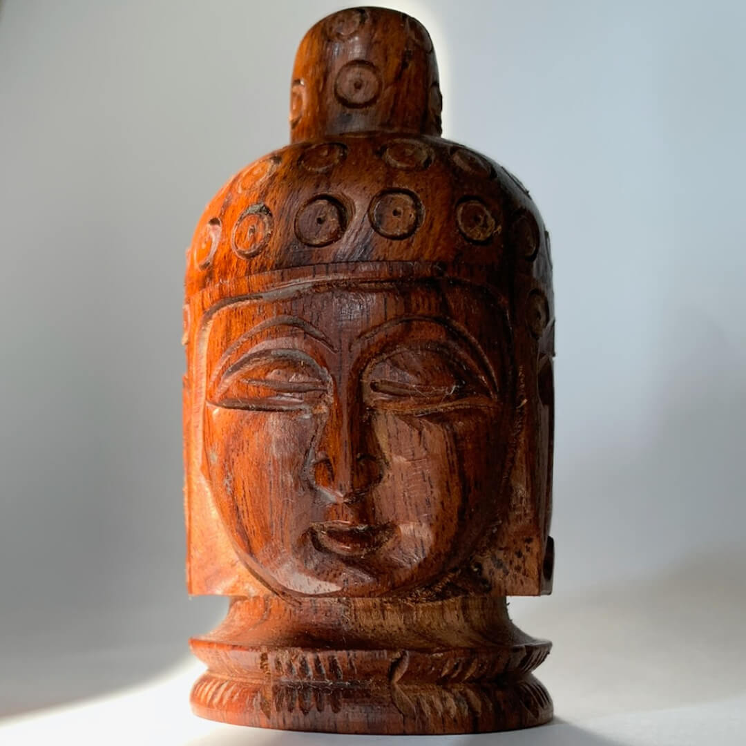 Iconic Rose Kesar Lip Balm - Hand-carved Teak Wood Buddha Container