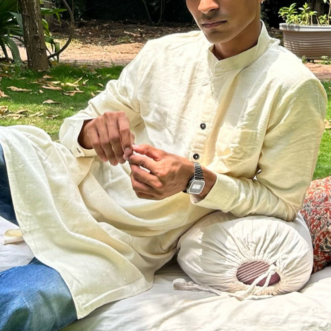 Gauhar / Saadgi - Long Sleeve Eri Silk Khadi Kurta