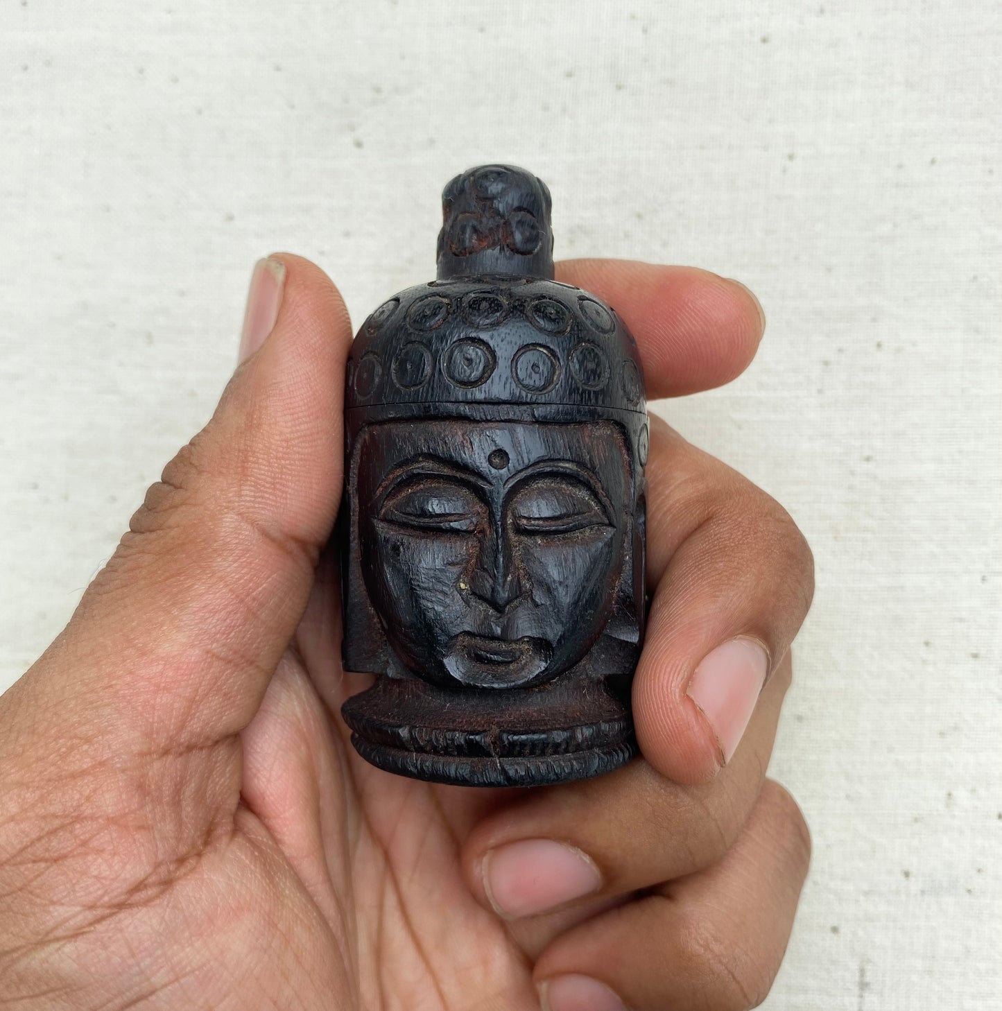 Iconic Rose Kesar Lip Balm - Hand-carved Teak Wood Buddha Container