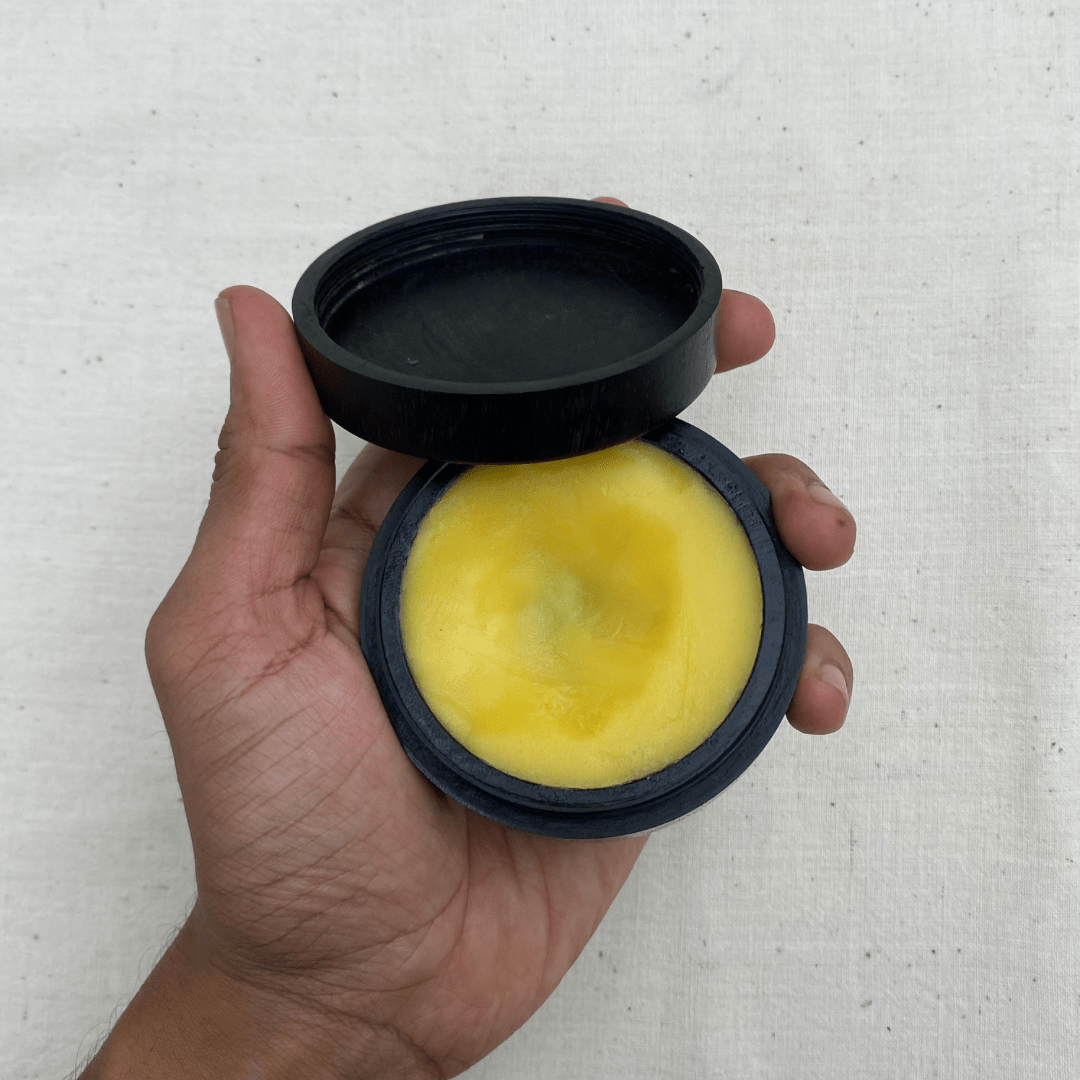 Luxurious Rose Kesar Body Butter - Hand-carved Teak Wood Container - Bone Inlay