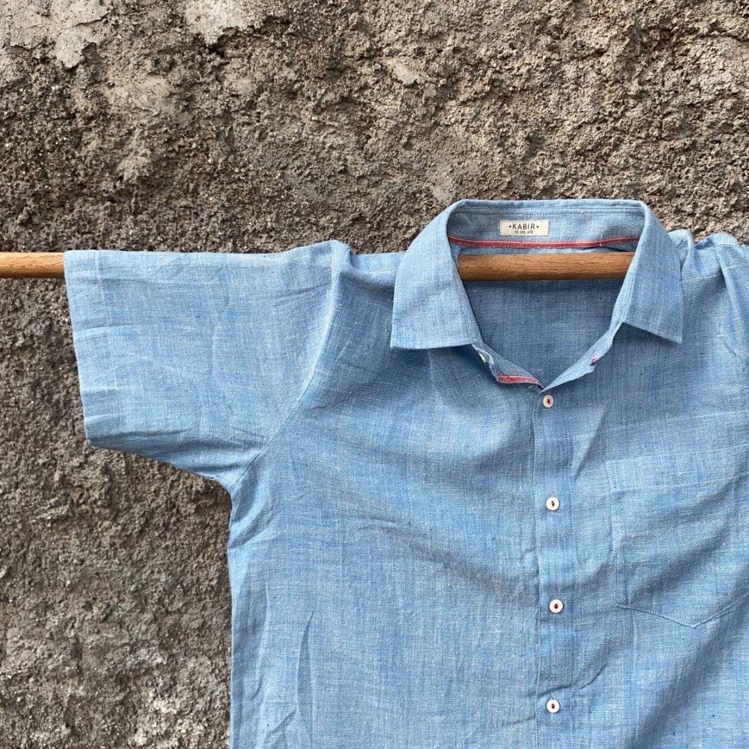 Sehaj / Saadgi - Half Sleeve Blue Khadi Shirt