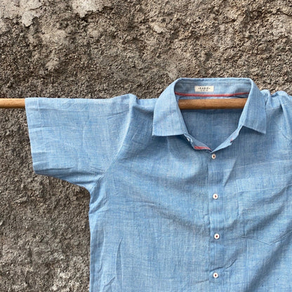 Sehaj / Saadgi - Half Sleeve Blue Khadi Shirt