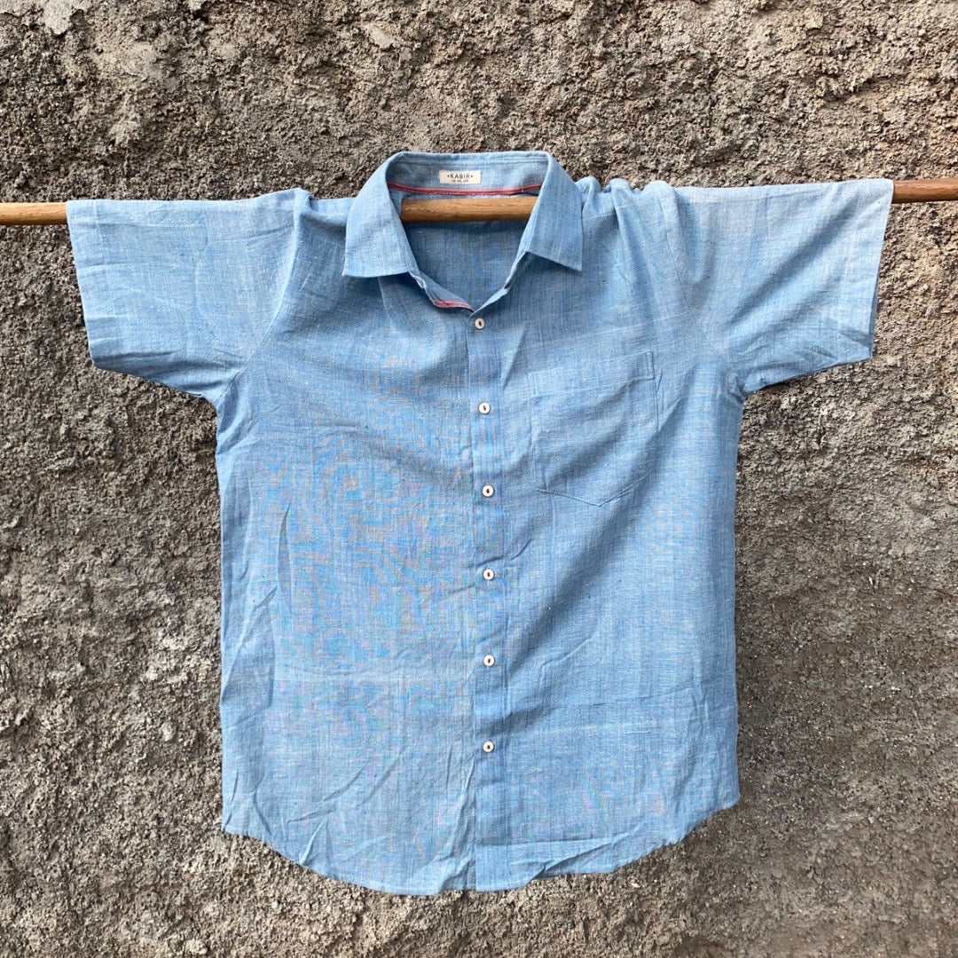 Sehaj / Saadgi - Half Sleeve Blue Khadi Shirt