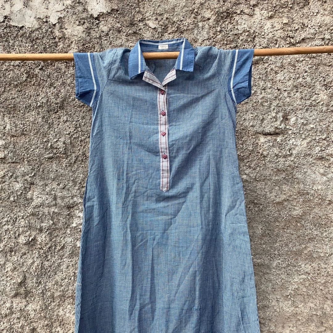 Neela / Saadgi - Short sleeve Frilly Indigo Dress