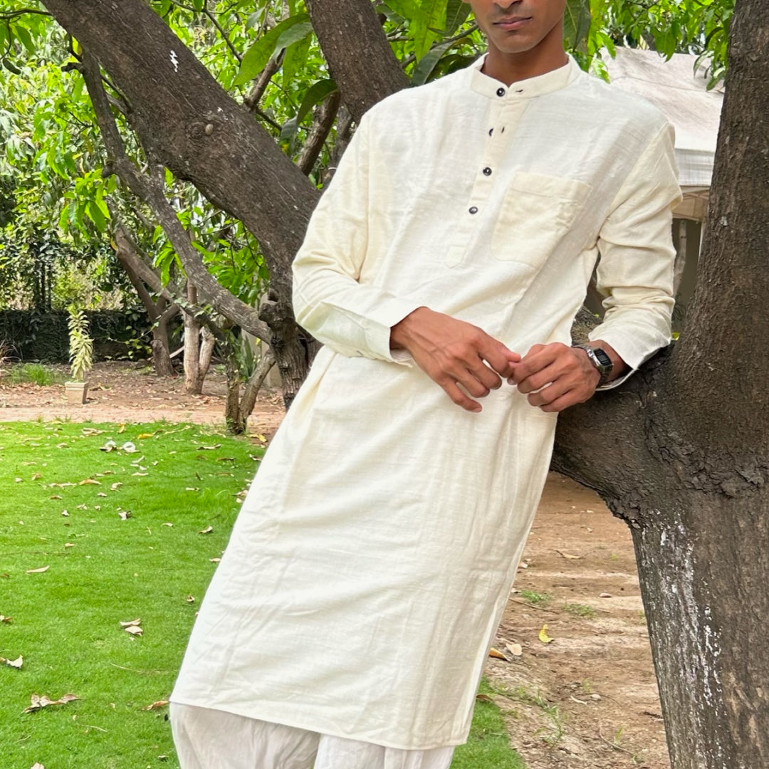 Gauhar / Saadgi - Long Sleeve Eri Silk Khadi Kurta