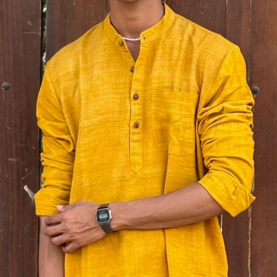 Haldi / Saadgi - Long Sleeve Eri Silk Khadi Kurta