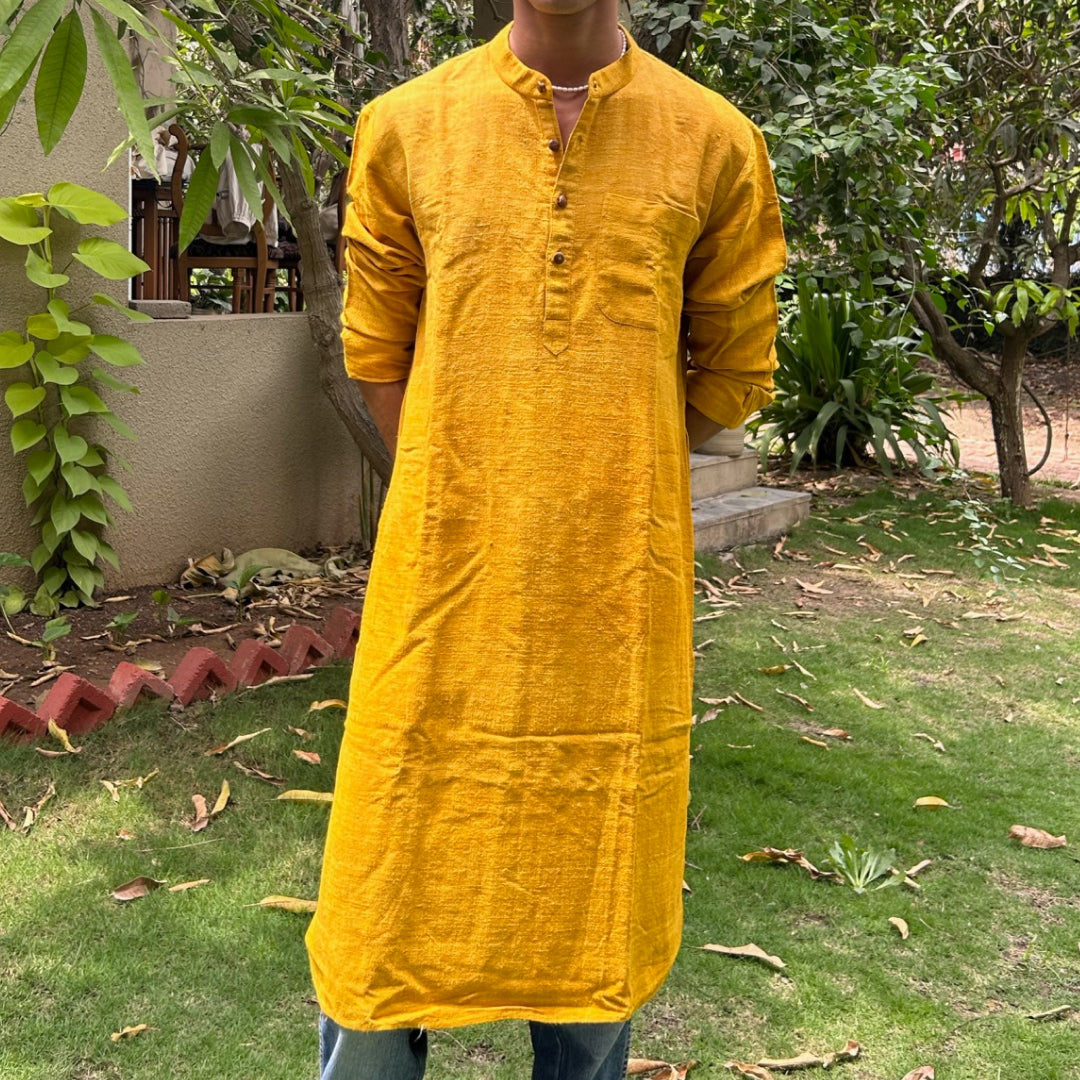 Haldi / Saadgi - Long Sleeve Eri Silk Khadi Kurta