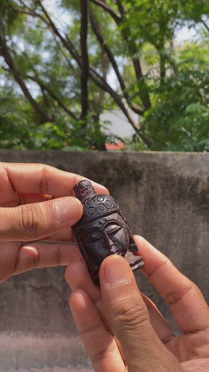 Iconic Rose Kesar Lip Balm - Hand-carved Teak Wood Buddha Container